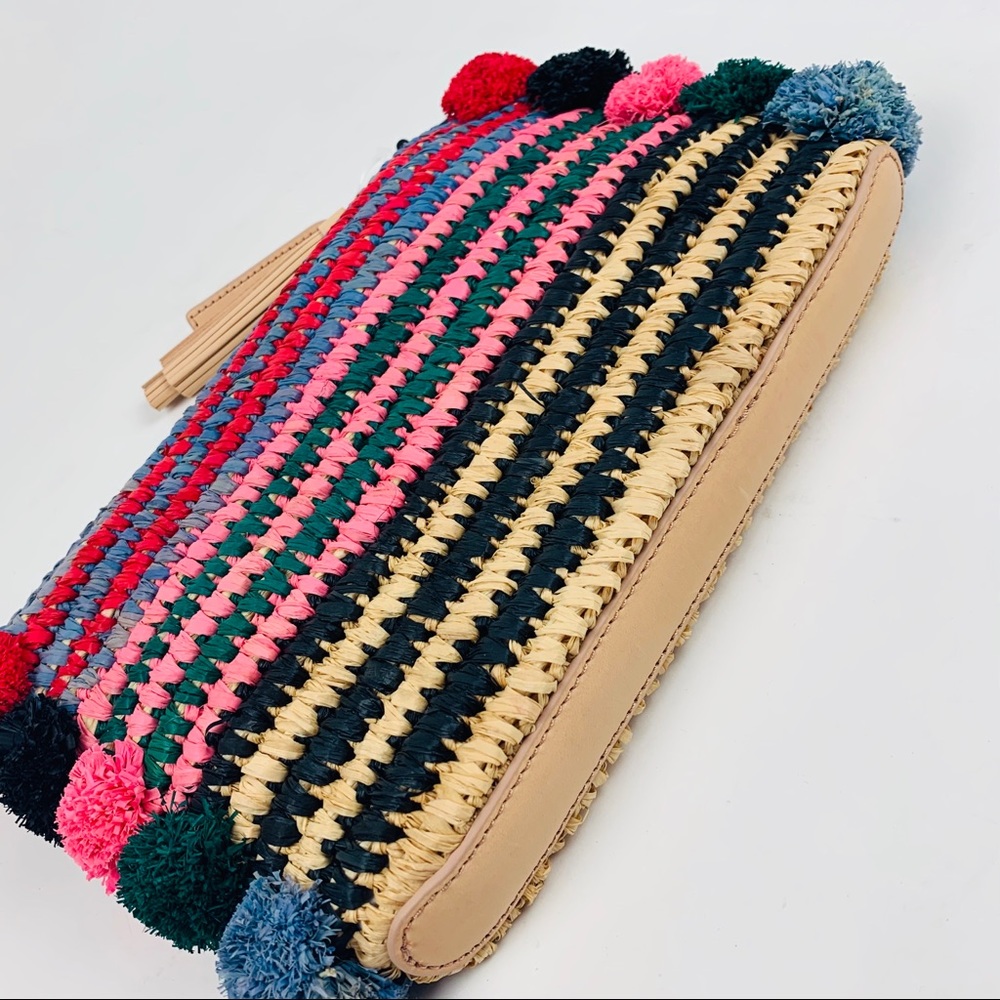 LOEFFLER RANDALL Rainbow Straw Pouch Clutch Purse - Picture 9 of 15